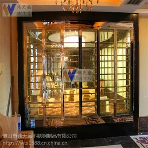 不锈钢玫瑰金恒温酒柜。常温酒柜伟天盛不锈钢专业定制酒店家庭专用