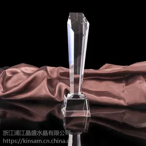 ***六角柱水晶奖杯个性化刻字工艺品摆件礼品厂家批发