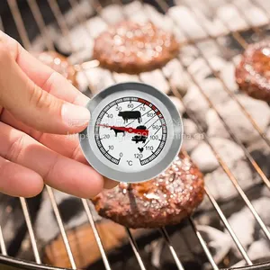 T807C 不锈钢BBQ烤肉食品针式温度计 食品级测量精度±1℃不锈钢探针可配红色硅胶套