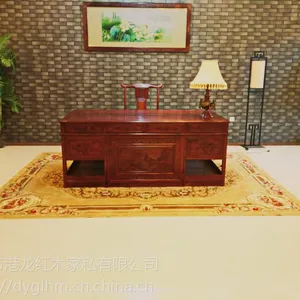 港龙红木 红木家具 2米春意老板台(非酸)