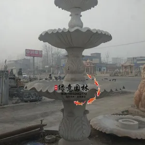黄锈石花岗岩石雕喷泉 多层欧式石雕喷泉