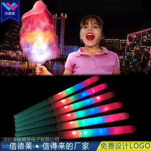 信德莱cotton candy led stick 七彩LED棉花糖发光棒棉花糖棒厂家