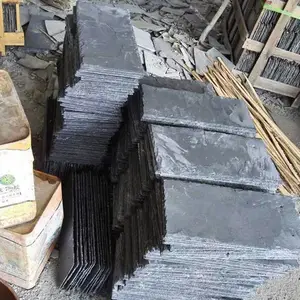 供应厂家40*20宁波市天然板岩青石板瓦片 别墅寺庙仿古屋顶石瓦板