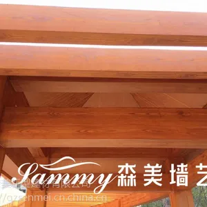 广州木纹漆施工 廊架仿木纹漆 混凝土墙面木纹漆施工