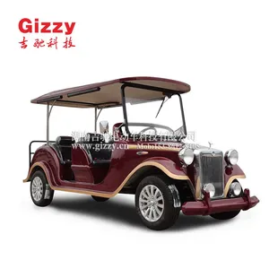 吉驰科技电动老爷车车厂家六座电瓶车 看房枣红金边景区观光电动车