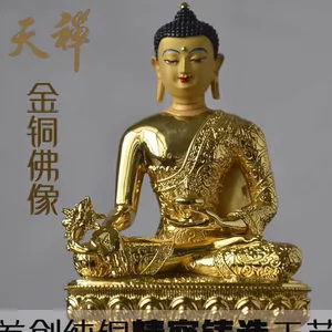 深圳天禅尼泊尔***佛堂密宗佛像定制 藏传***铜镏金药师佛铜雕佛像摆件
