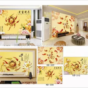 东莞厂家《大型壁画定制/酒店宾馆餐厅壁画壁纸》金色花开富贵