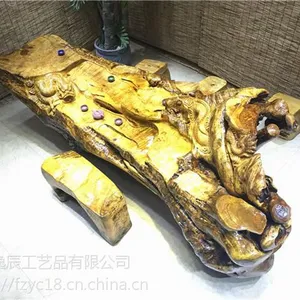 福建福州闽侯上街工厂直销 逸辰木业 黄金樟 整体 根雕金龙 茶几 610KG Y-2957