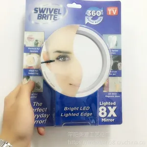 Swivel brite 360度旋转 化妆放大镜 浴室化妆镜LED灯8倍放大