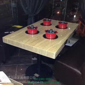 深圳餐饮简约现代自助餐厅火锅桌烧烤桌子椅子