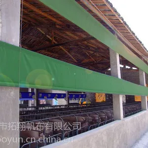 惠州拓翔卷帘批发零售 手摇猪场卷帘布优势特点 PVC温氏***帆布围布三防产业用布农业