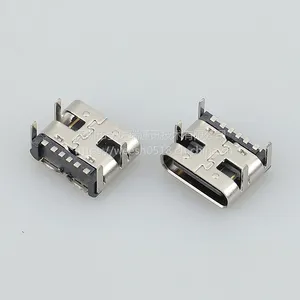 type-c 6P母座单排SMT贴片 3.1母座四脚插板***快充专用连接器JDR