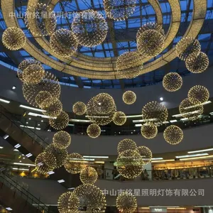 不锈钢烟花球led星星圆球灯中庭吊饰灯具商业中空美陈吊饰烟花球