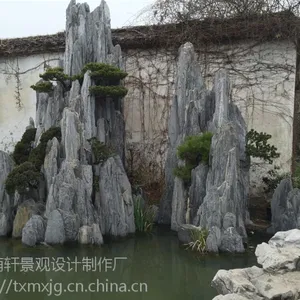 萌轩景观_自制水泥假山盆景_内蒙自制水泥假山