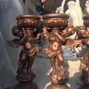 仿铜玻璃钢小孩抱花盆/欧式小天使抱花盆/别墅雕塑摆件