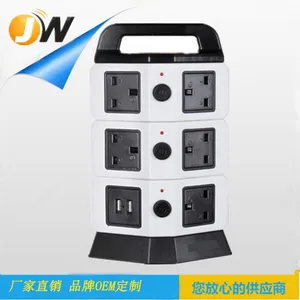 JW203热销款创意塔式美规插座插线板带4USB 二层美规USB智能插座