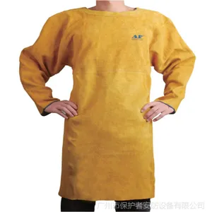 友盟AP-6200焊接围裙 牛二层皮材质柔软舒适金黄色全皮长袖围裙