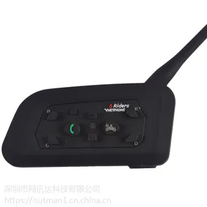 现货供应摩托车头盔蓝牙对讲机 6人无线全双工骑行耳机对讲机V6