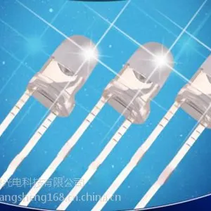 F5mm圆头白发蓝直插led灯珠 超高亮插脚灯珠信号指示灯水晶灯光源聚光