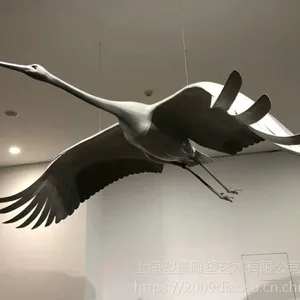 云南雕塑厂 不锈钢飞鹤雕塑 室内景观展览
