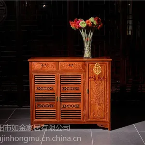 木雕小件供应-实木古典中式木雕小件-如金红木鞋柜