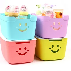 雷力批发家居用品PP塑料大号笑脸收纳盒 玩具储物箱 桌面杂物整理筐