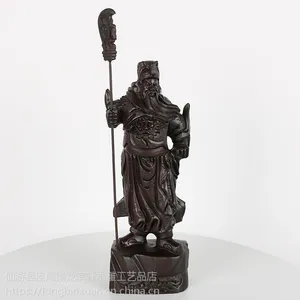 龙滨轩仙作红木工艺品黑檀木立刀关公摆件***厂家直销