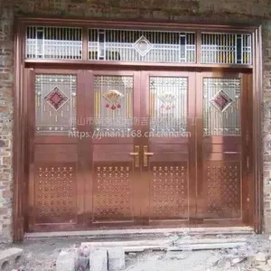 佛山吉南不锈钢门厂生产304玫瑰金不锈钢防盗大门