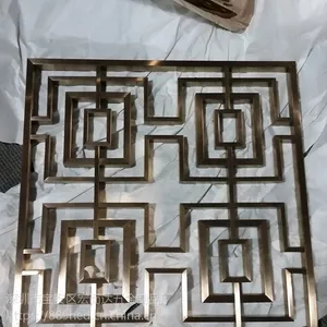 金属中式不锈钢屏风座屏 镜面玫瑰金不锈钢隔断可定制