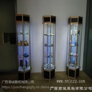 君诚玻璃样品展柜定做货柜展示架置物架陈列柜精品柜六边形可旋转