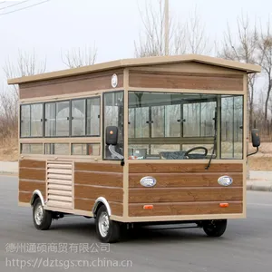 山东祥硕餐车定制厂家 仿古木屋款小吃车 早餐油炸移动房车