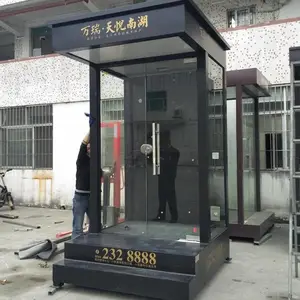 手工定制方形玻璃站台岗亭碧桂园值班岗亭门卫亭站岗亭标兵台不锈钢治安亭