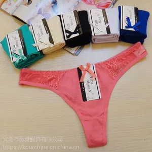 现货批发蕾丝透视性感诱惑t裤纯色全棉女式内裤低腰女士情趣丁字裤速卖通亚马逊热销
