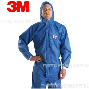 3M4532+蓝色带帽连体防护服 广州防粉尘防油性液体防静电防化服