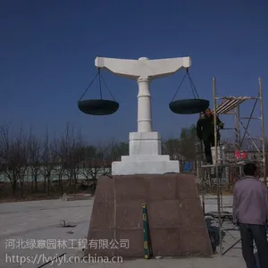 法制广场雕塑 汉白玉石雕天平制作安装