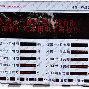 广汽本田汽车冲压产线数据通信显示屏 led电子看板 专业定制开发各类产线数据显示电子看板