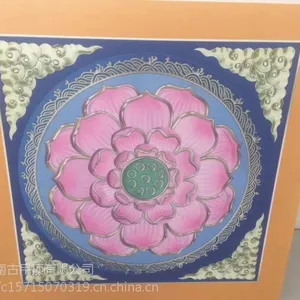 新款艺术彩绘古建吊顶PVC材质佛堂集成吊顶通花板