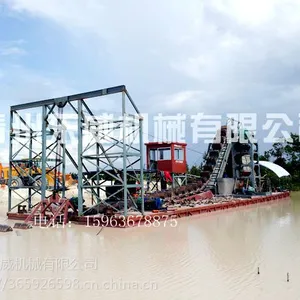 丹东河道选金专用设备 东威小型链斗式淘金船