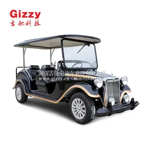 吉驰科技电动老爷车专卖6座电瓶看房车黑色金边旅游车