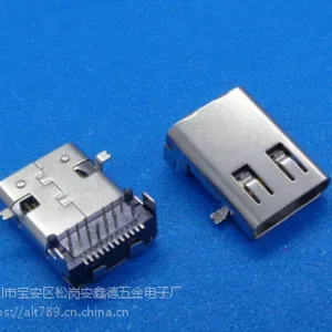usb 3.1 type c 24P板上SMT+DIP前贴后插 接口防水连接器