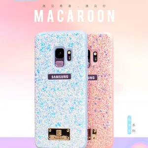 PULOKA 马卡龙三星S9 苹果iPhone X手机壳时尚防摔磨砂亮片保护套