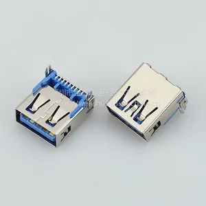供应USB连接器母座 USB3.0 AF母头 90度鱼叉型SMT贴片铜JDR