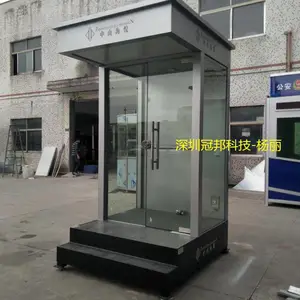 深圳方形玫瑰金站台岗亭玻璃岗亭保安形象迎宾不锈钢值班移动小区彩钢