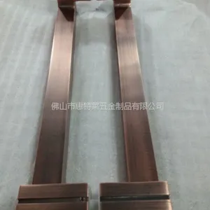 厂家热销实心方管双弯不锈钢玻璃门古铜色大门把手拉丝有框门KTV办公室大门拉手