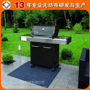 佛山汇彩厂家黑色、灰色烧烤垫 带背胶无纺布烤炉垫BBQ无纺布环保垫
