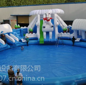 支架水池水上乐园游泳池,水上乐园滑梯,充气水池滑梯组合飞豹游乐