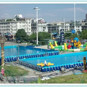 河南万之利支架水池滑梯定制 大型移动水上乐园设备支架游泳池水上闯关组合