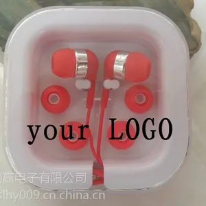水晶盒透明盒包装外贸赠品礼品耳机工厂 入耳式mp3小耳机批发 深圳耳机oem代工厂