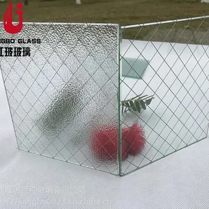 6.8mm高透菱形格 方形格夹铁丝玻璃 铁丝网玻璃 各种规格
