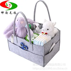 欧美热销毛毡尿布收纳包 定制环保手提毛毡收纳篮 宝宝用品收纳袋
